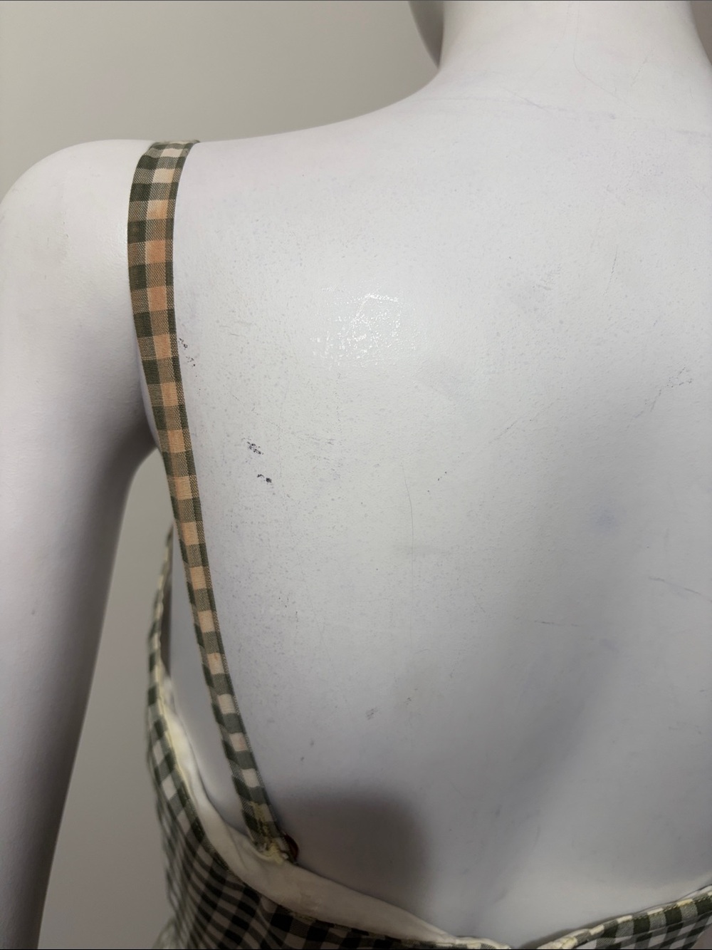 1950's Carolyn Schnurer Olive Green Gingham Bow-Accent Sundress Skort - Picture 5 of 11
